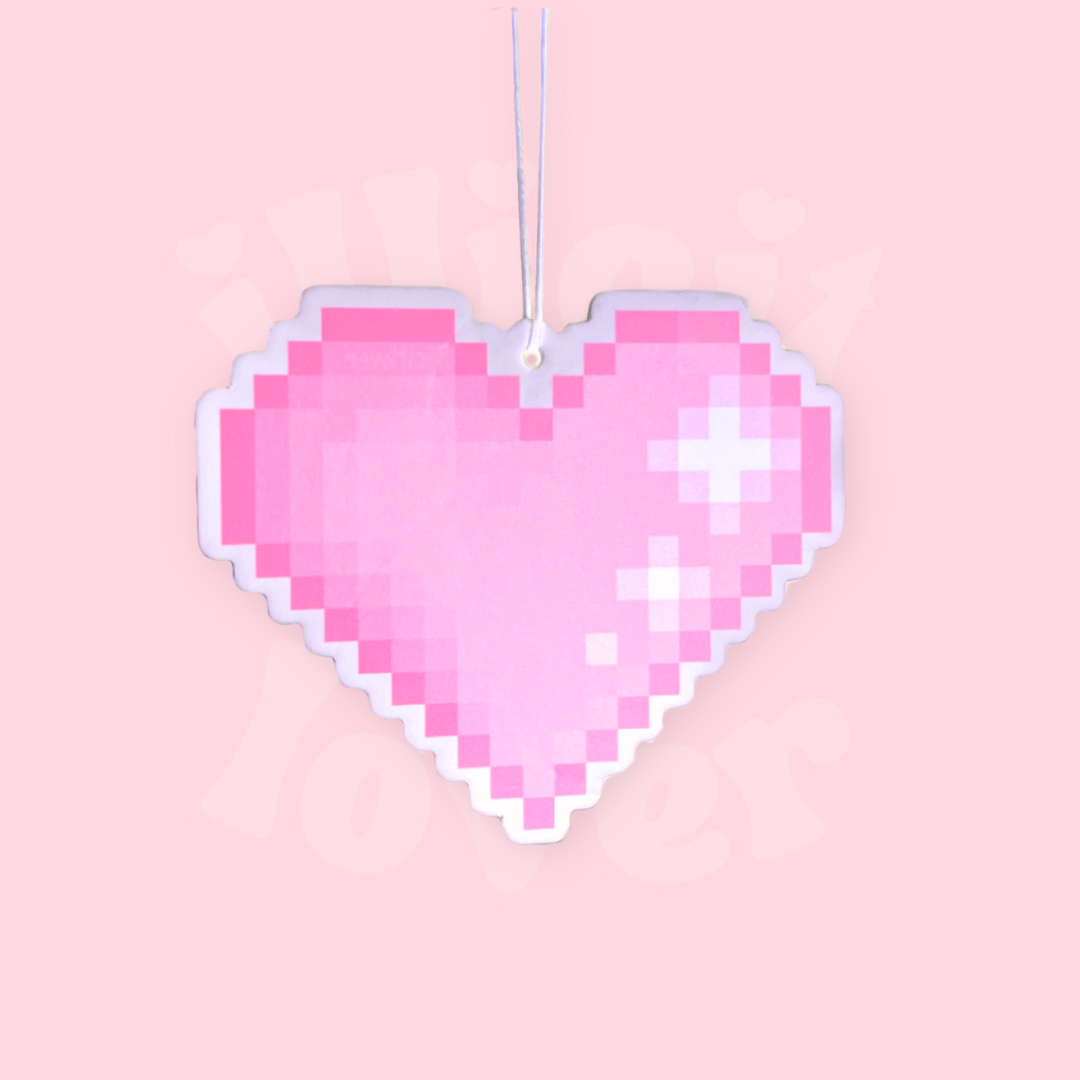 Pink Pixel Heart Hanging Car Air Freshener